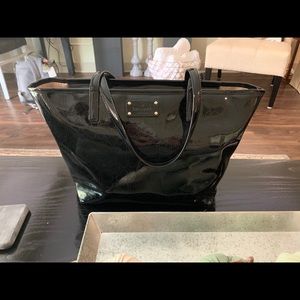 Late Spade black handbag large tote shiney